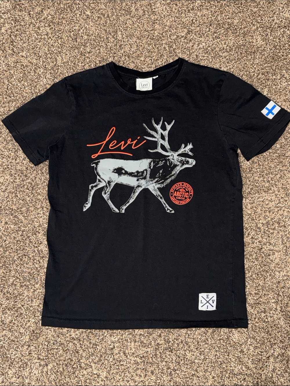 Levi's Black Short-Sleeve Tee with Arctic Reindeer Graphic